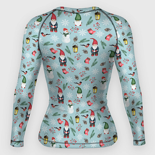 Женский рашгард Новогодние акварельные гномы / 3D-принт – фото 2