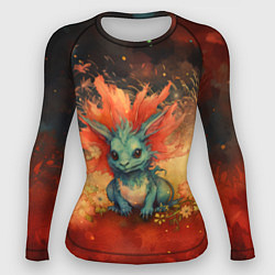 Рашгард женский Дракон на фоне салютов, цвет: 3D-принт