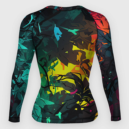 Женский рашгард Яркие разноцветные абстрактные листья / 3D-принт – фото 2