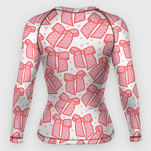 Женский рашгард Узор с розовыми бантами в горошек / 3D-принт – фото 2