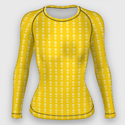 Рашгард женский Жёлтый полосы в цветочек, цвет: 3D-принт