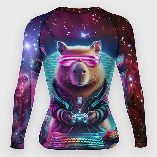 Женский рашгард Загадочный мир геймера - капибара / 3D-принт – фото 2