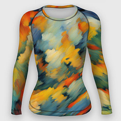 Женский рашгард Жёлтые и синие мазки