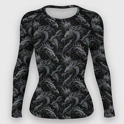 Рашгард женский Черные драконы паттерн, цвет: 3D-принт