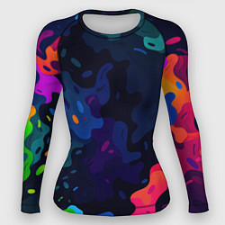 Женский рашгард Яркие кислотная разноцветные пятна в виде камуфляж