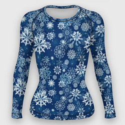 Женский рашгард Snowflakes on a blue background