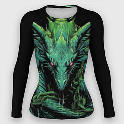 Рашгард женский Зеленый яркий неоновый дракон 2024 год, цвет: 3D-принт