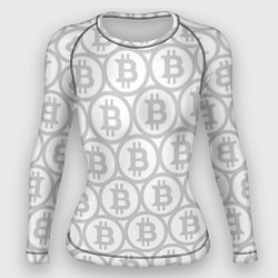 Женский рашгард Биткоин патерн на белом фоне