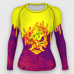 Рашгард женский Cyberpunk огненное лого самурая, цвет: 3D-принт