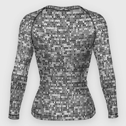 Женский рашгард Узор серого вязанного трикотажа меланж / 3D-принт – фото 2