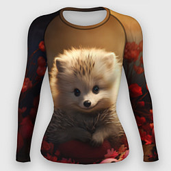 Рашгард женский Милый ежик в цветах, цвет: 3D-принт