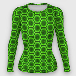 Рашгард женский Энергетический щит - зеленый, цвет: 3D-принт