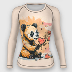 Рашгард женский Милая панда с сердечком и цветами, цвет: 3D-принт