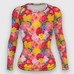 Рашгард женский Летний цветочный фон, цвет: 3D-принт