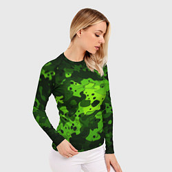 Рашгард женский Яркий неоновый зеленый камуфляж, цвет: 3D-принт — фото 2