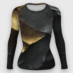Рашгард женский Черная текстура с золотистым напылением, цвет: 3D-принт