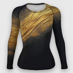 Рашгард женский Черная текстура с золотистым напылением, цвет: 3D-принт