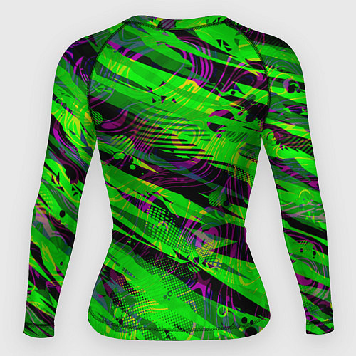 Женский рашгард Зеленые узоры паттерны / 3D-принт – фото 2