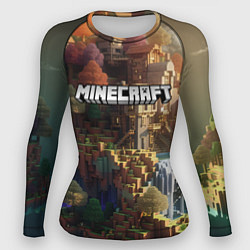 Женский рашгард Minecraft logo горы и реки