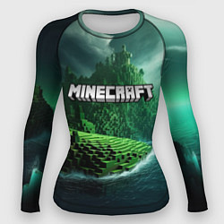 Рашгард женский Minecraft logo зеленый мир, цвет: 3D-принт
