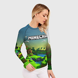 Рашгард женский Minecraft logo зеленый летний мир, цвет: 3D-принт — фото 2
