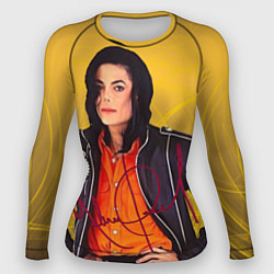 Рашгард женский Michael Jackson на золотом фоне с графикой, цвет: 3D-принт