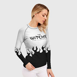 Рашгард женский Ведьмак лого чёрный огонь, цвет: 3D-принт — фото 2