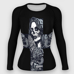 Рашгард женский Santa muerte cross, цвет: 3D-принт