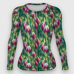 Рашгард женский Весенние цветы на поляне, цвет: 3D-принт