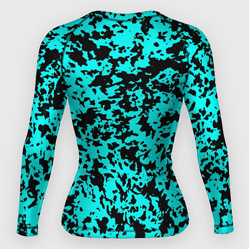 Женский рашгард Пятнистый яркий чёрно-голубой / 3D-принт – фото 2