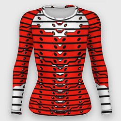 Рашгард женский Красно-белая техно броня, цвет: 3D-принт