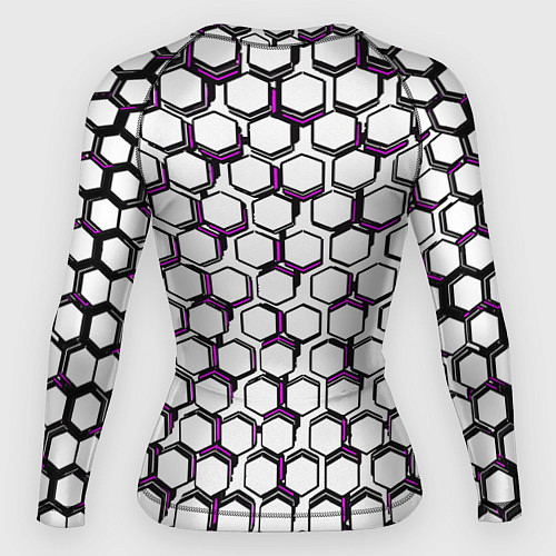 Женский рашгард Киберпанк узор из шестиугольников розовый / 3D-принт – фото 2