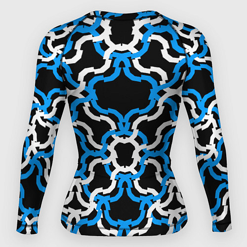 Женский рашгард Сине-белые полосы на чёрном фоне / 3D-принт – фото 2