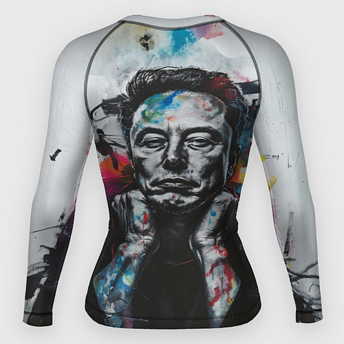 Женский рашгард Илон Маск граффити портрет на серой стене / 3D-принт – фото 2