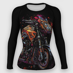 Рашгард женский Темный мотоцикл на черном фоне, цвет: 3D-принт