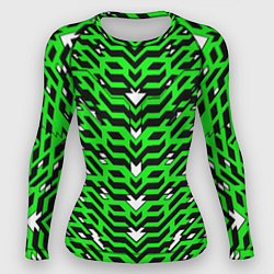 Рашгард женский Агрессивный зелёный паттерн, цвет: 3D-принт