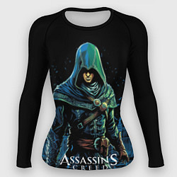 Женский рашгард Assassins creed персонаж нарисован на черном