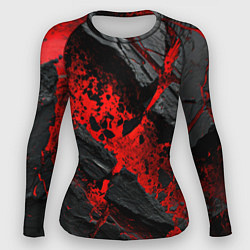 Женский рашгард Красные разломы черных камней