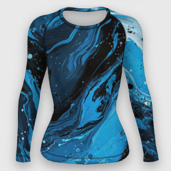 Рашгард женский Черно-синяя абстракция геометрическая, цвет: 3D-принт
