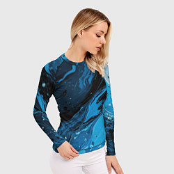 Рашгард женский Черно-синяя абстракция геометрическая, цвет: 3D-принт — фото 2