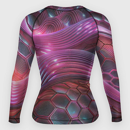 Женский рашгард Волны и гексагон сетка / 3D-принт – фото 2