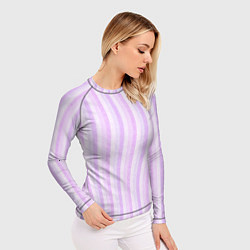Рашгард женский Светло-сиреневый полосатый, цвет: 3D-принт — фото 2