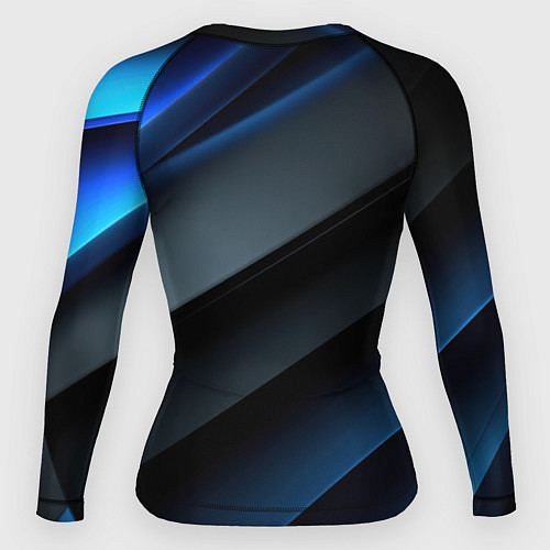 Женский рашгард Темная синяя стильная абстракция на черном фоне / 3D-принт – фото 2