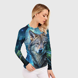 Рашгард женский Волк и водопад, цвет: 3D-принт — фото 2
