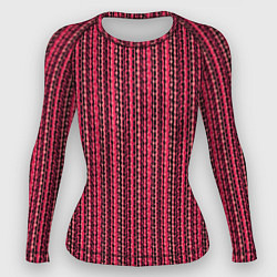 Женский рашгард Красно-розовый искажённые полосы