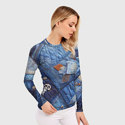Рашгард женский Vanguard jeans patchwork - ai art, цвет: 3D-принт — фото 2