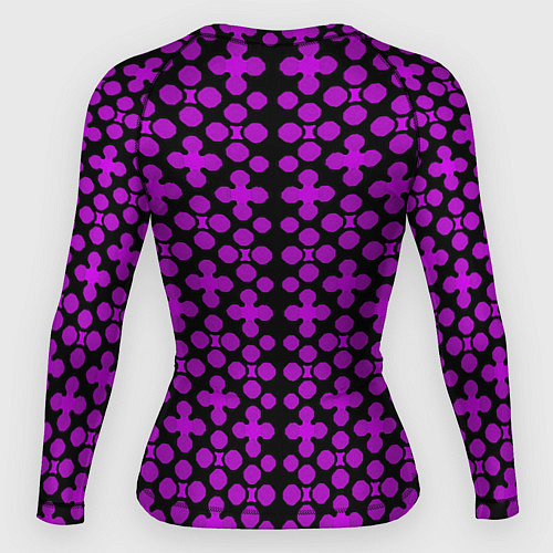 Женский рашгард Розовые четырёхлистники на чёрном фоне / 3D-принт – фото 2