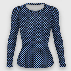 Рашгард женский Паттерн чёрно-голубой мелкие шестигранники, цвет: 3D-принт