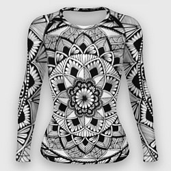 Женский рашгард Мандала зенарт чёрно-белая