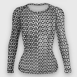 Рашгард женский Чёрно-белые волнистые линии, цвет: 3D-принт